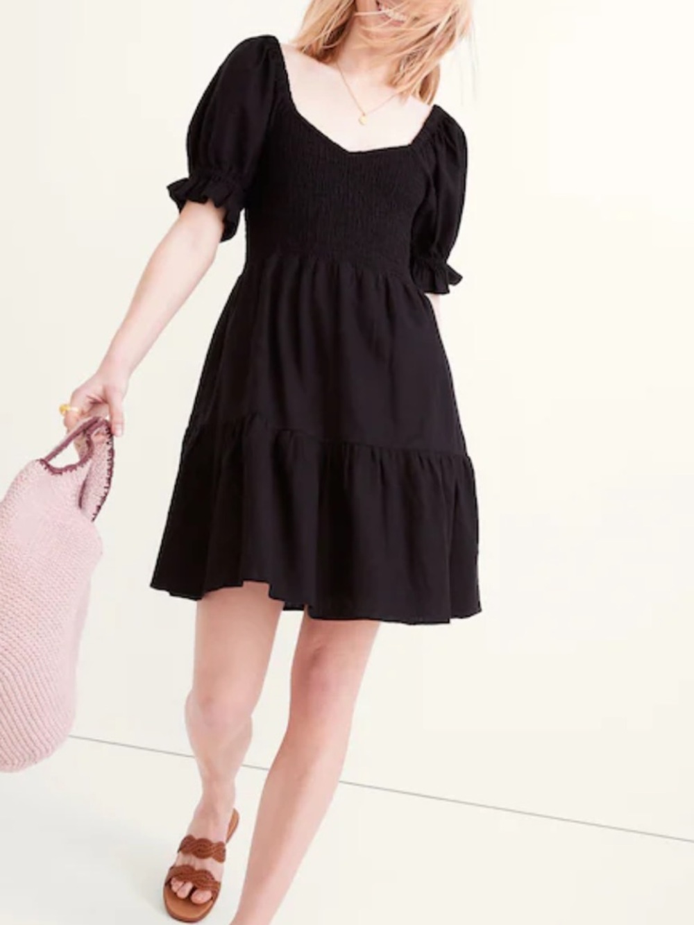 Madewell Linen-Blend Lucie Smocked Mini Dress
